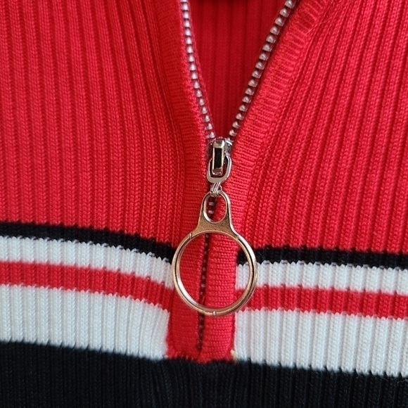 Fitted Rib Knit Mock Neck 1/4 Zip Dress - Picture 9 of 11